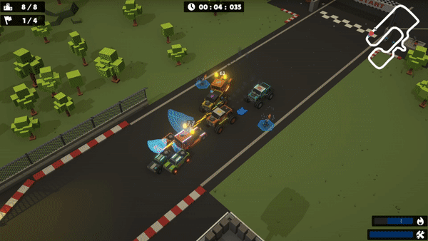 GIF of mulitple races and crahes from the game