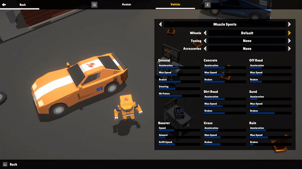 GIF showing the tuning posibilites of the game